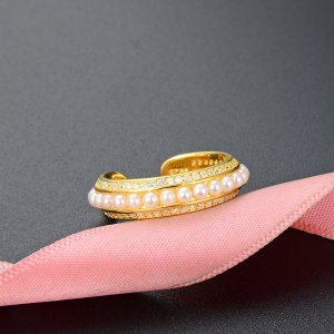 Pearl Design Gold 925 Silver Ring